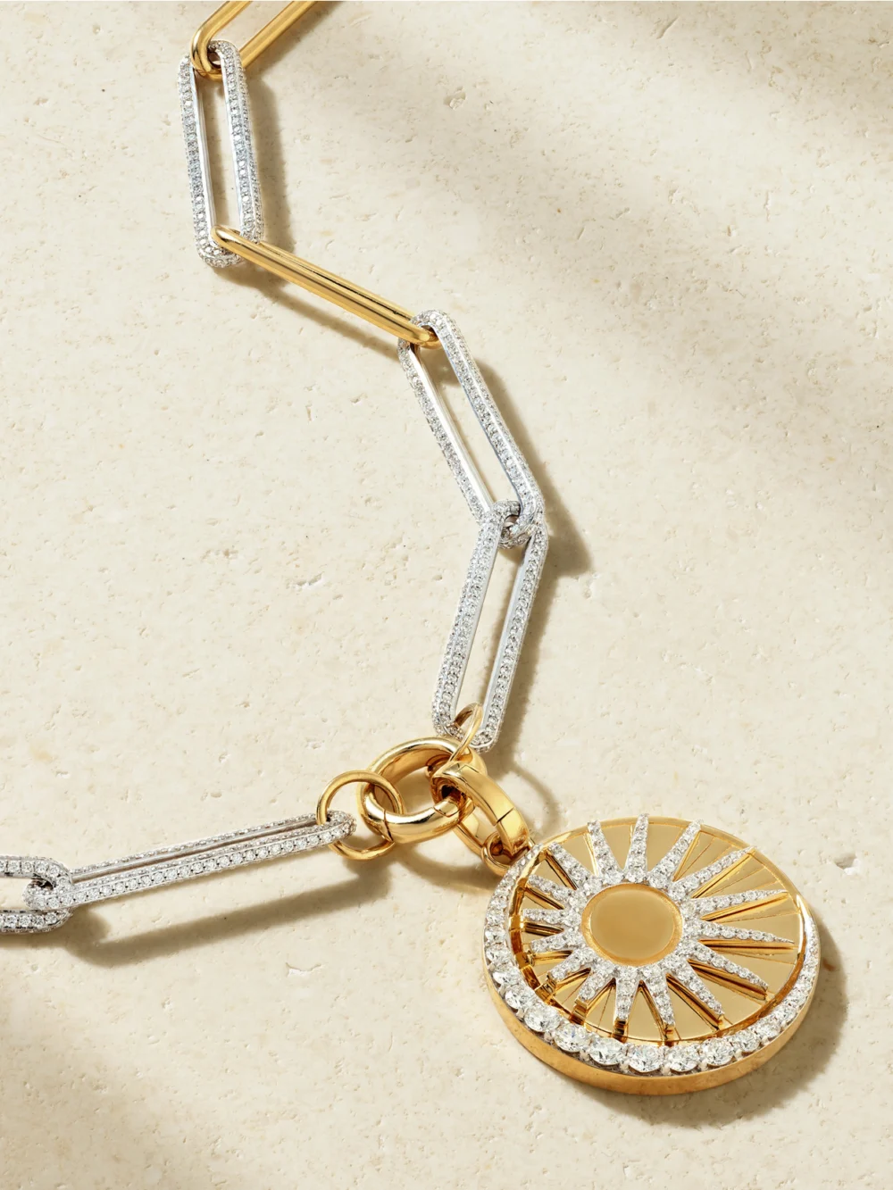 FoundRae Balance 18-karat Yellow and White Gold Diamond Necklace
