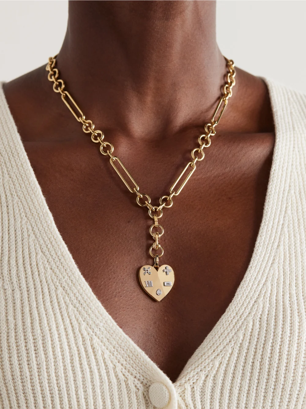 FoundRae L'eternelle Chanson 18-karat Gold Diamond Necklace, styled view