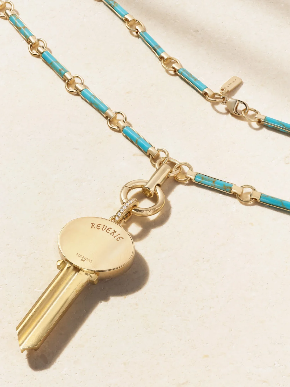 Back view of the FoundRae Reverie 18-karat Gold, Turquoise and Diamond Necklace