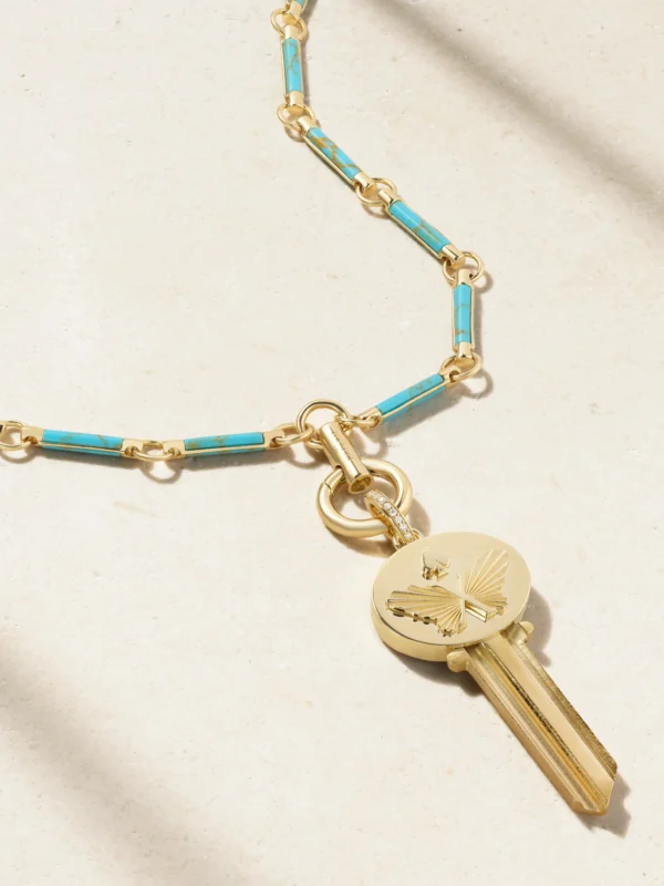 FoundRae Reverie 18-karat Gold, Turquoise and Diamond Necklace