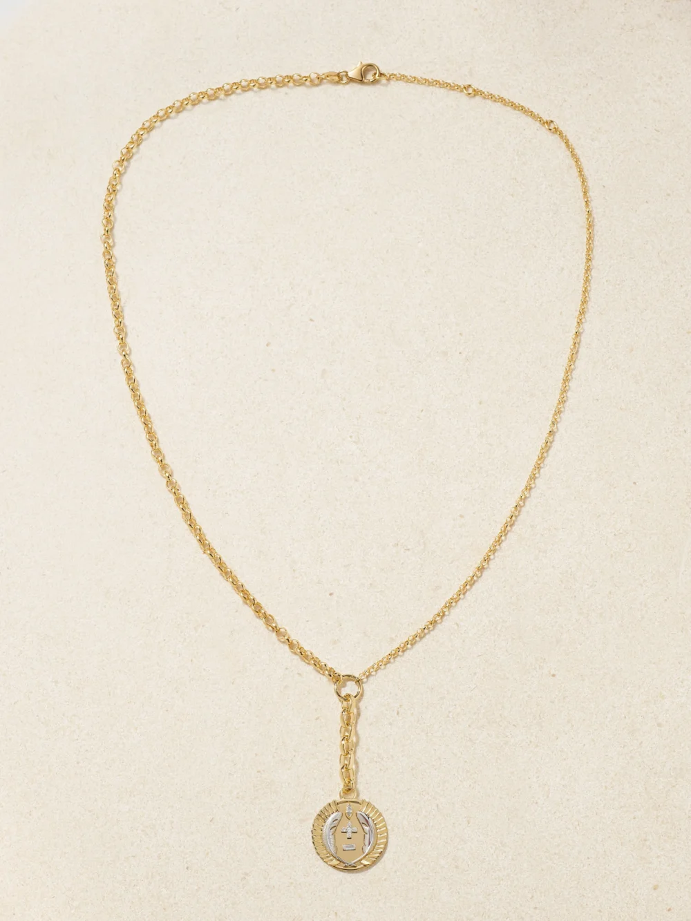Close-up detail of the FoundRae Vivacity 18-karat Yellow and White Gold Diamond Necklace