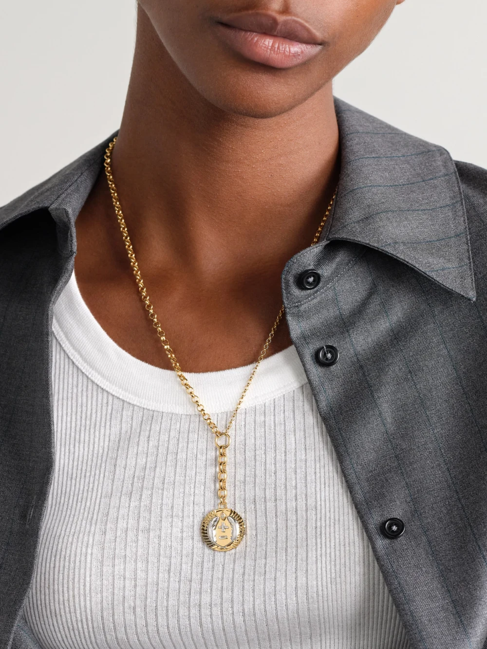 FoundRae Vivacity 18-karat Yellow and White Gold Diamond Necklace, styled view