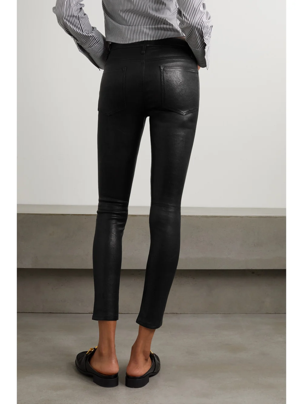 Back view of the Frame Le High Skinny Leather Pants