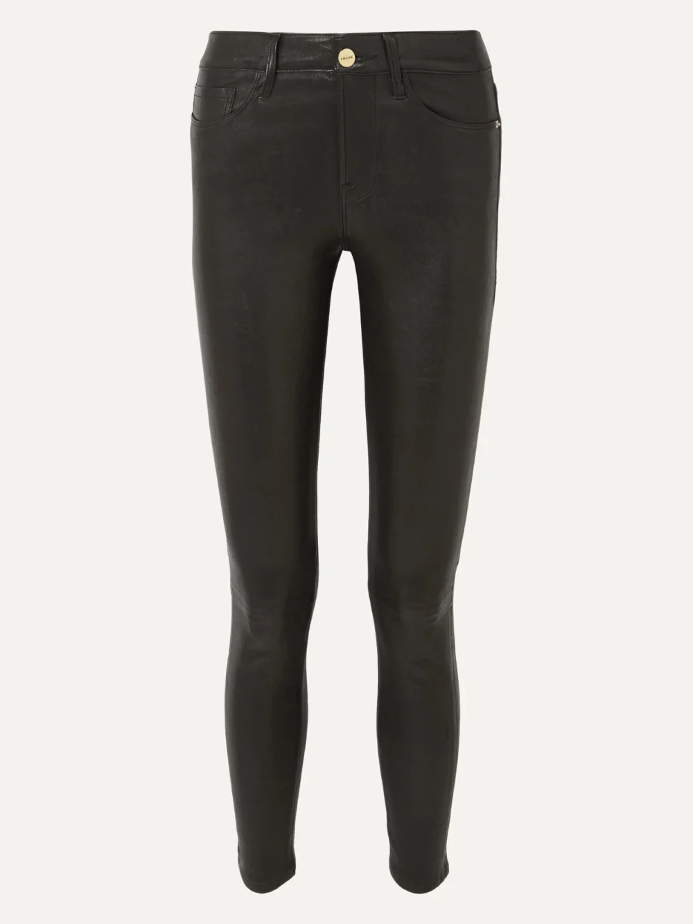 Frame Le High Skinny Leather Pants in black