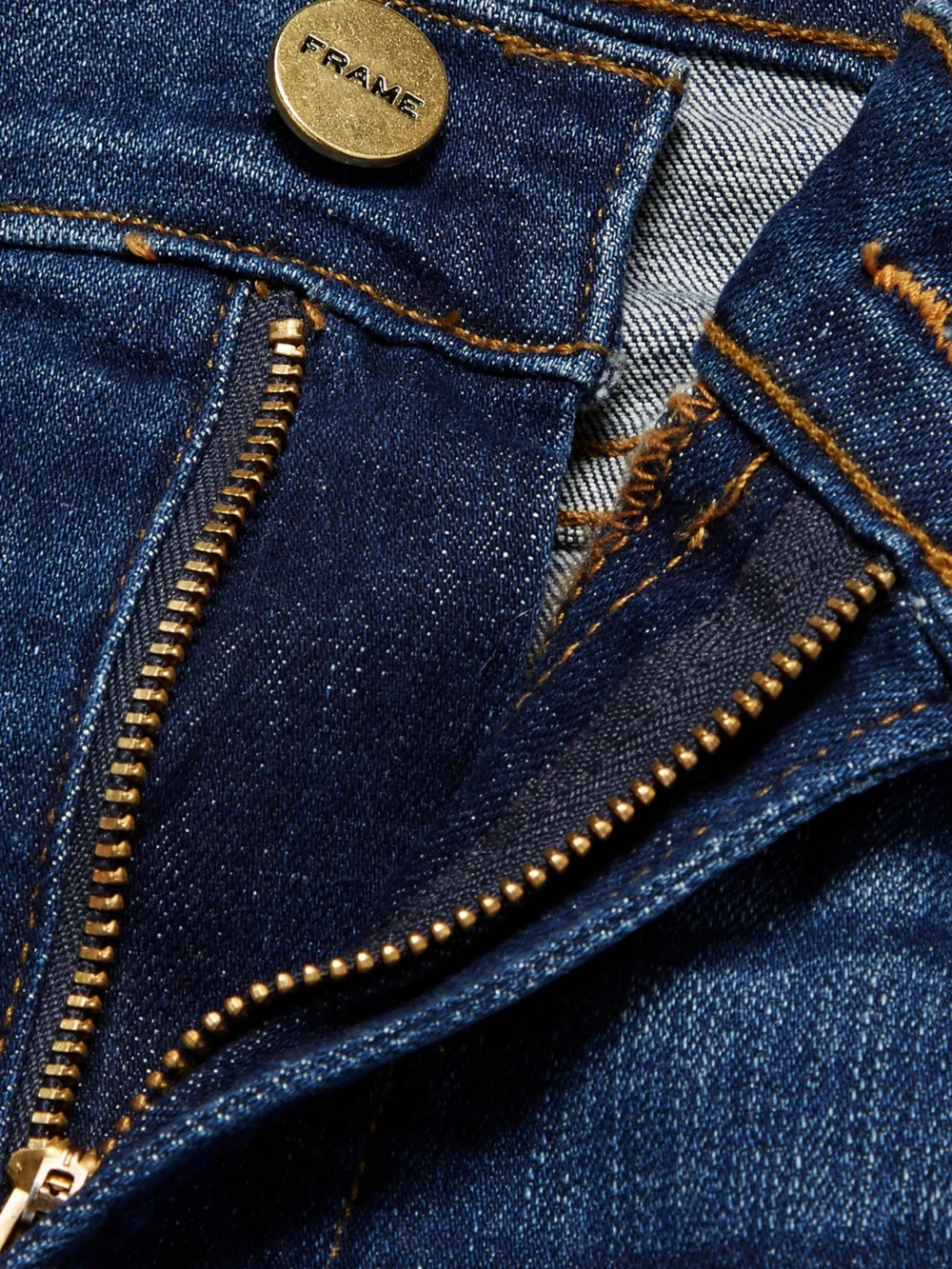 Close-up detail of the Frame Le High Straight Cropped Jeans