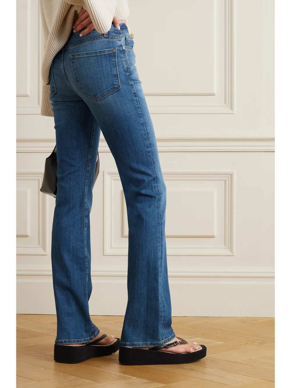 Back view of the Frame Le Mini Boot Mid-rise Flared Jeans