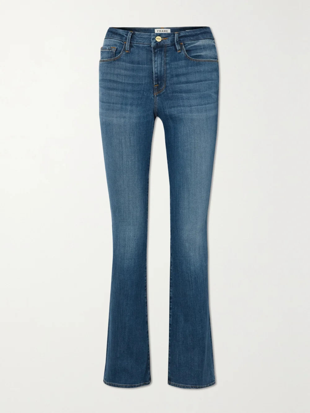 Frame Le Mini Boot Mid-rise Flared Jeans in mid denim