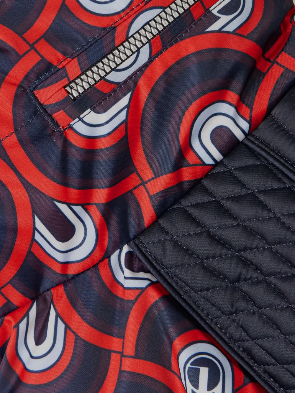 Close-up detail of the Fusalp Tatum Pilule Printed Quilted Ski Jacket