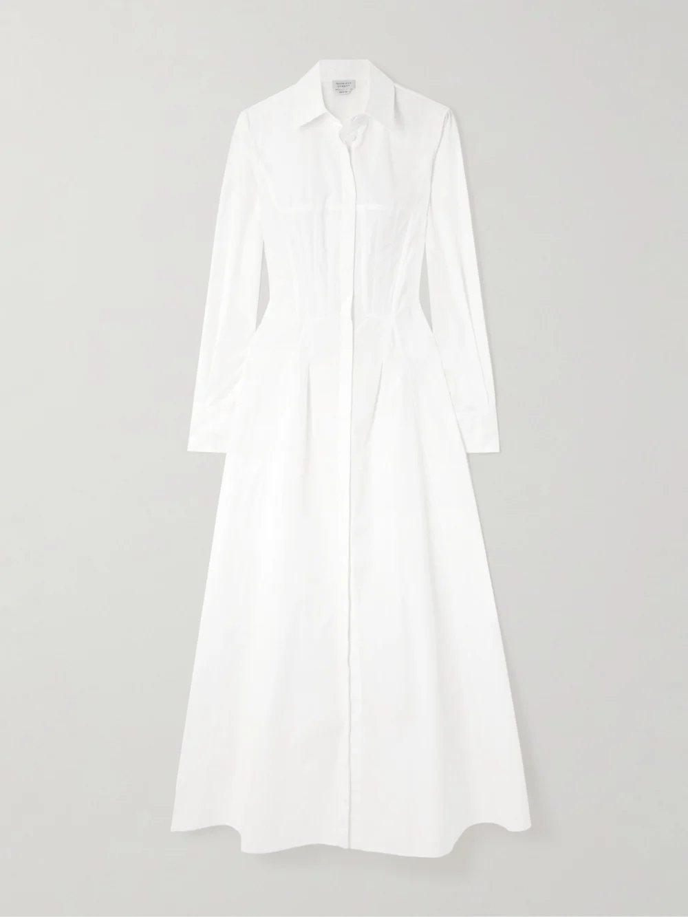 Gabriela Hearst Eugene Pleated Cotton-poplin Maxi Shirt Dress in white