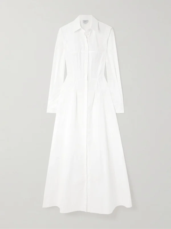 Gabriela Hearst Eugene Pleated Cotton-poplin Maxi Shirt Dress