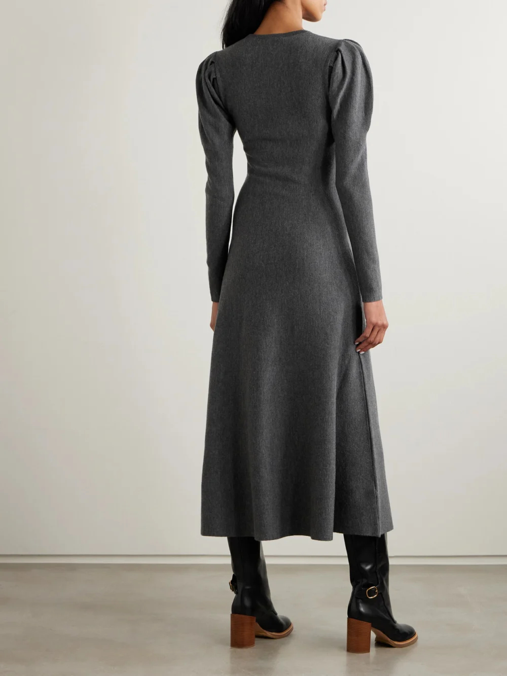 Back view of the Gabriela Hearst Hannah Wool and Cashmere-blend Midi Dress