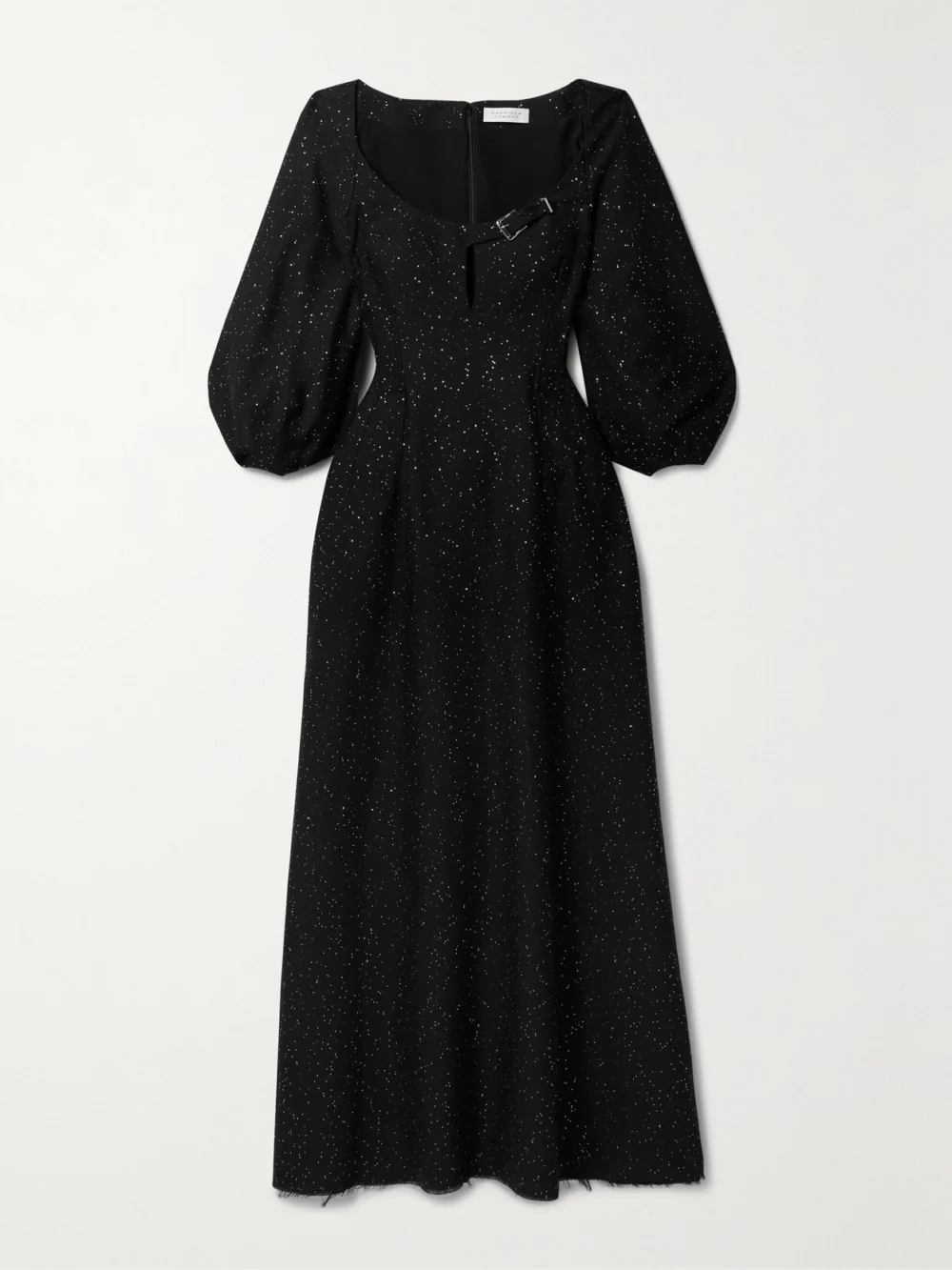 Gabriela Hearst Madyn Buckled Cutout Sequin-embellished Wool-blend Maxi Dress in black