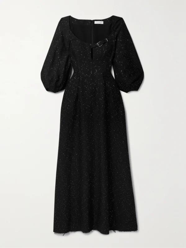 Gabriela Hearst Madyn Buckled Cutout Sequin-embellished Wool-blend Maxi Dress