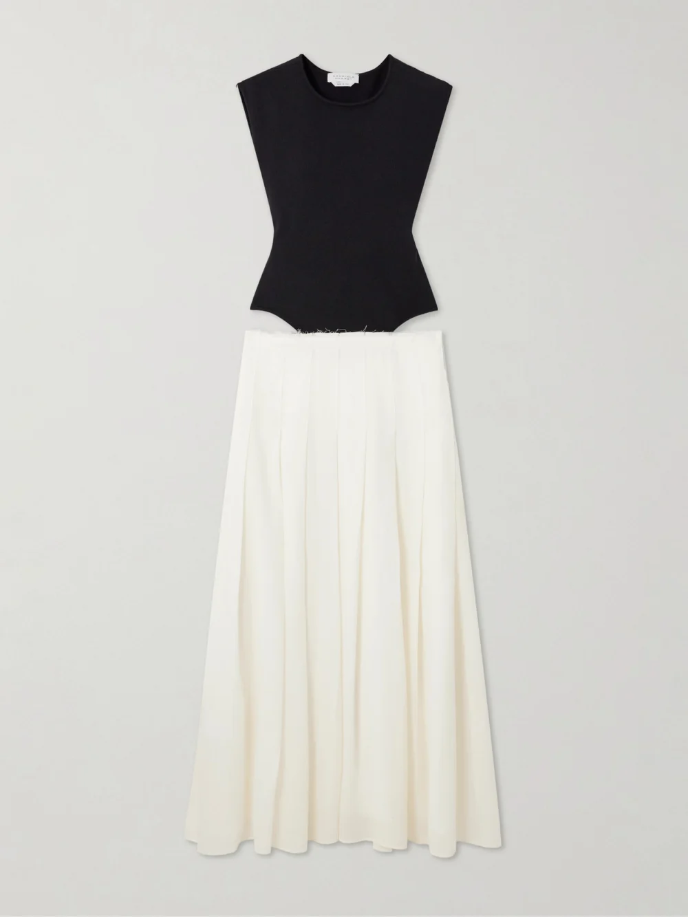 Gabriela Hearst Mina Two-tone Cutout Wool and Cashmere-blend and Pleated Wool Maxi Dress in black