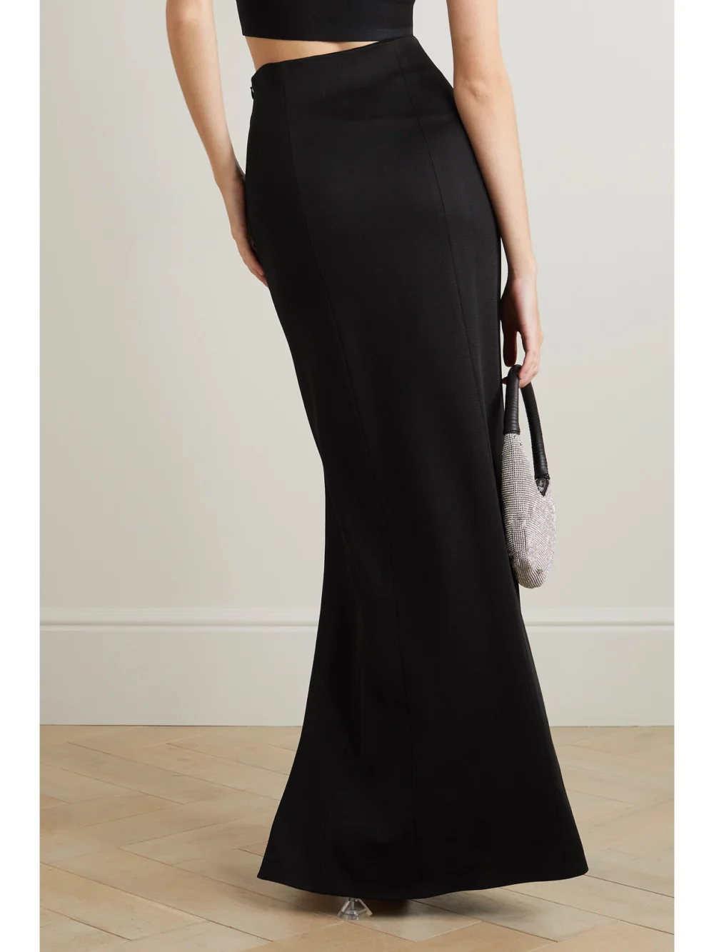 Back view of the Galvan Alicja Stretch-jersey Maxi Skirt