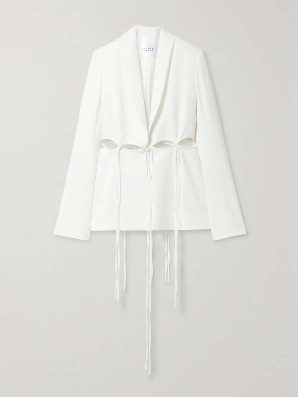Galvan Ellipse Cutout Satin-trimmed Crepe Blazer in white