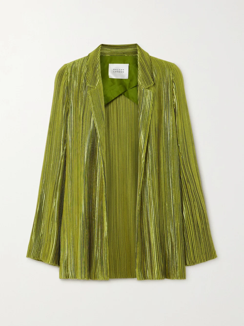Galvan Nuage Metallic Plissé-crepe Blazer in green