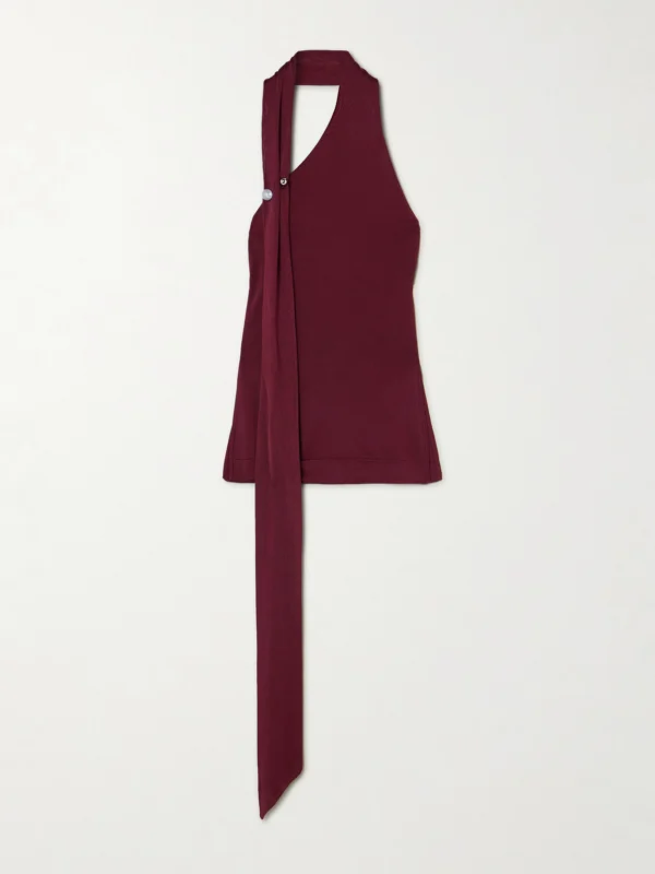 Galvan Pierced Embellished Asymmetric Knitted Top