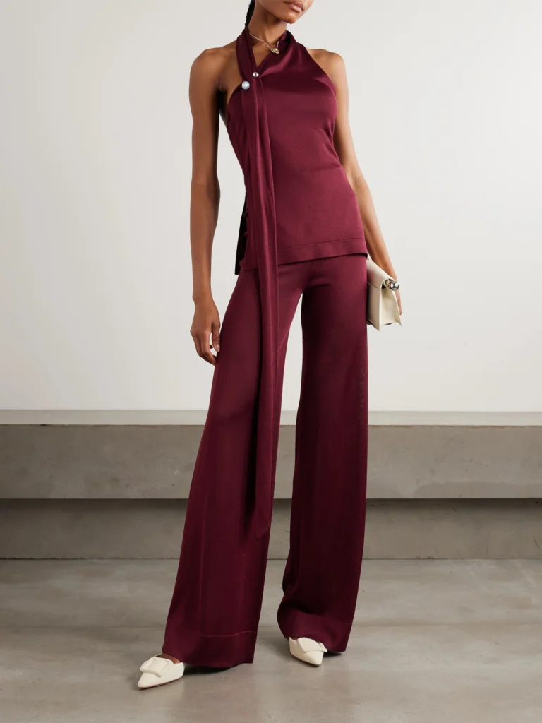 Galvan Pierced Embellished Asymmetric Knitted Top