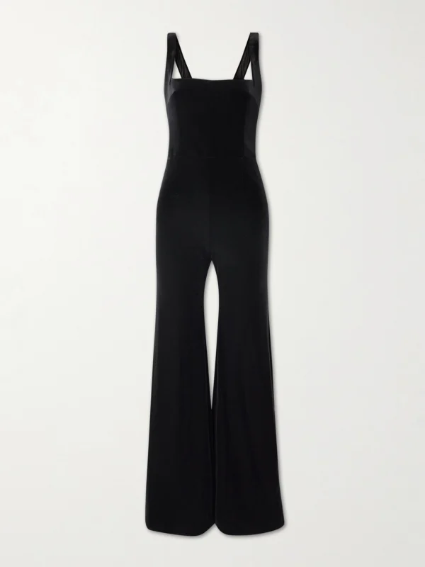 Galvan Vesper Satin-trimmed Velvet Jumpsuit