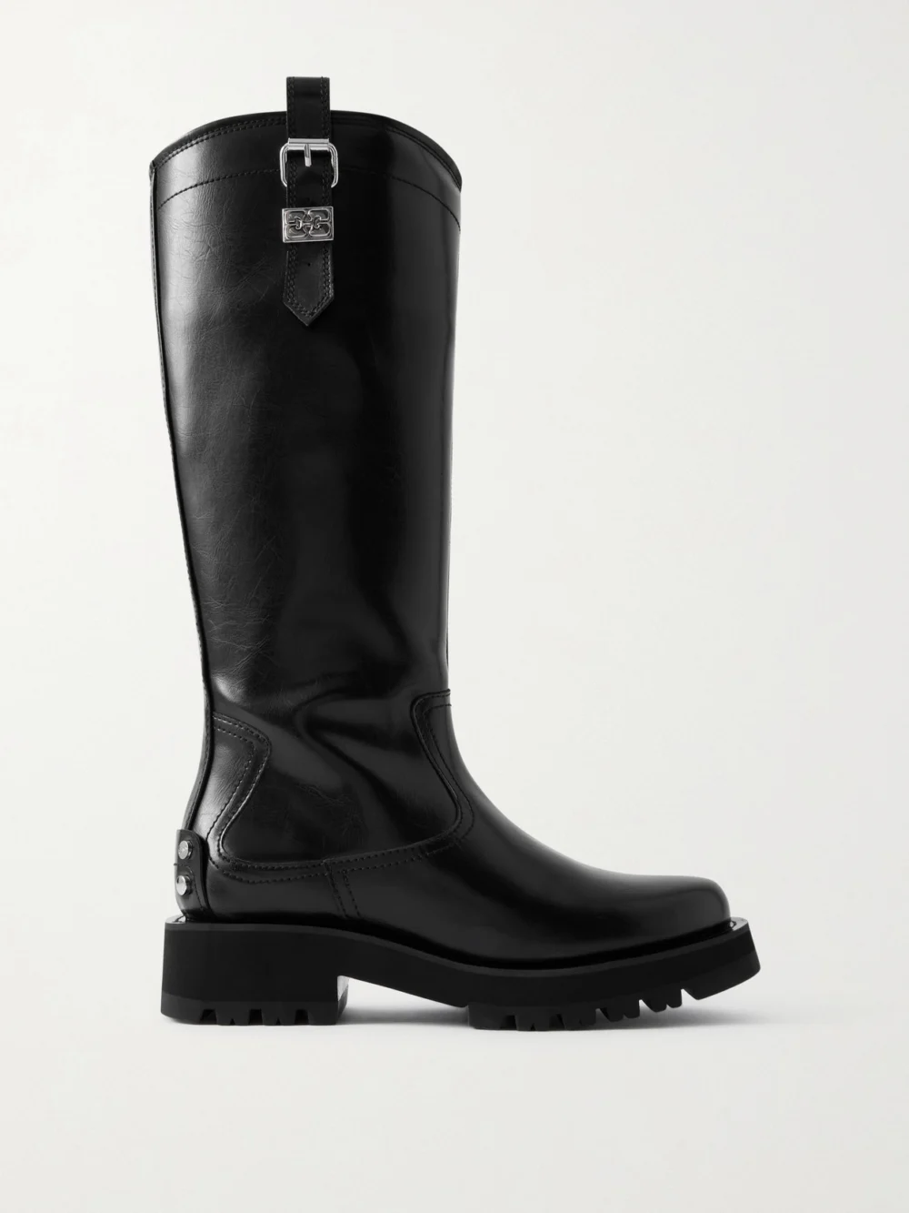 Ganni Embellished Oleatex™ Knee Boots in black