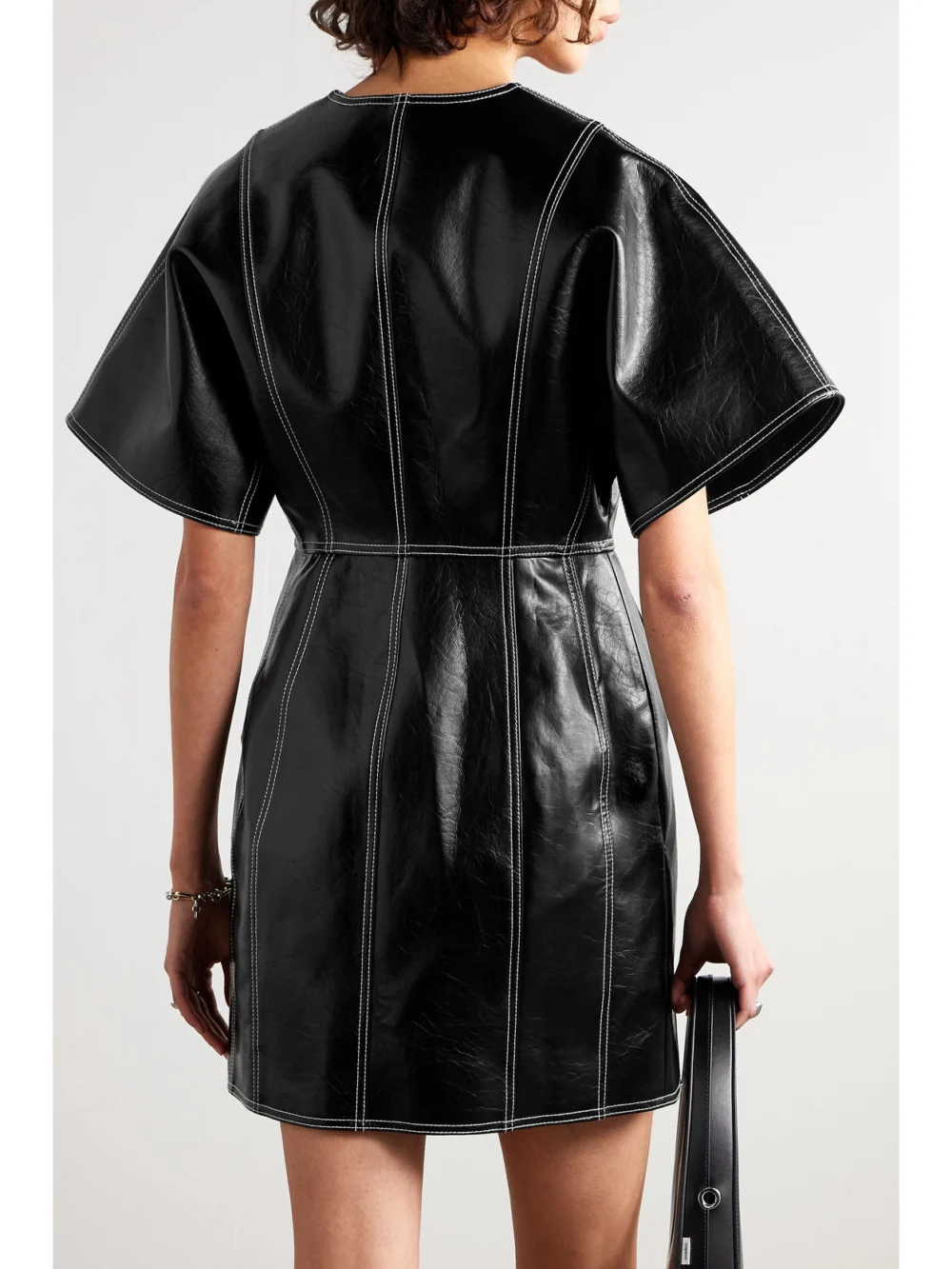 Back view of the Ganni Faux Patent-leather Mini Dress