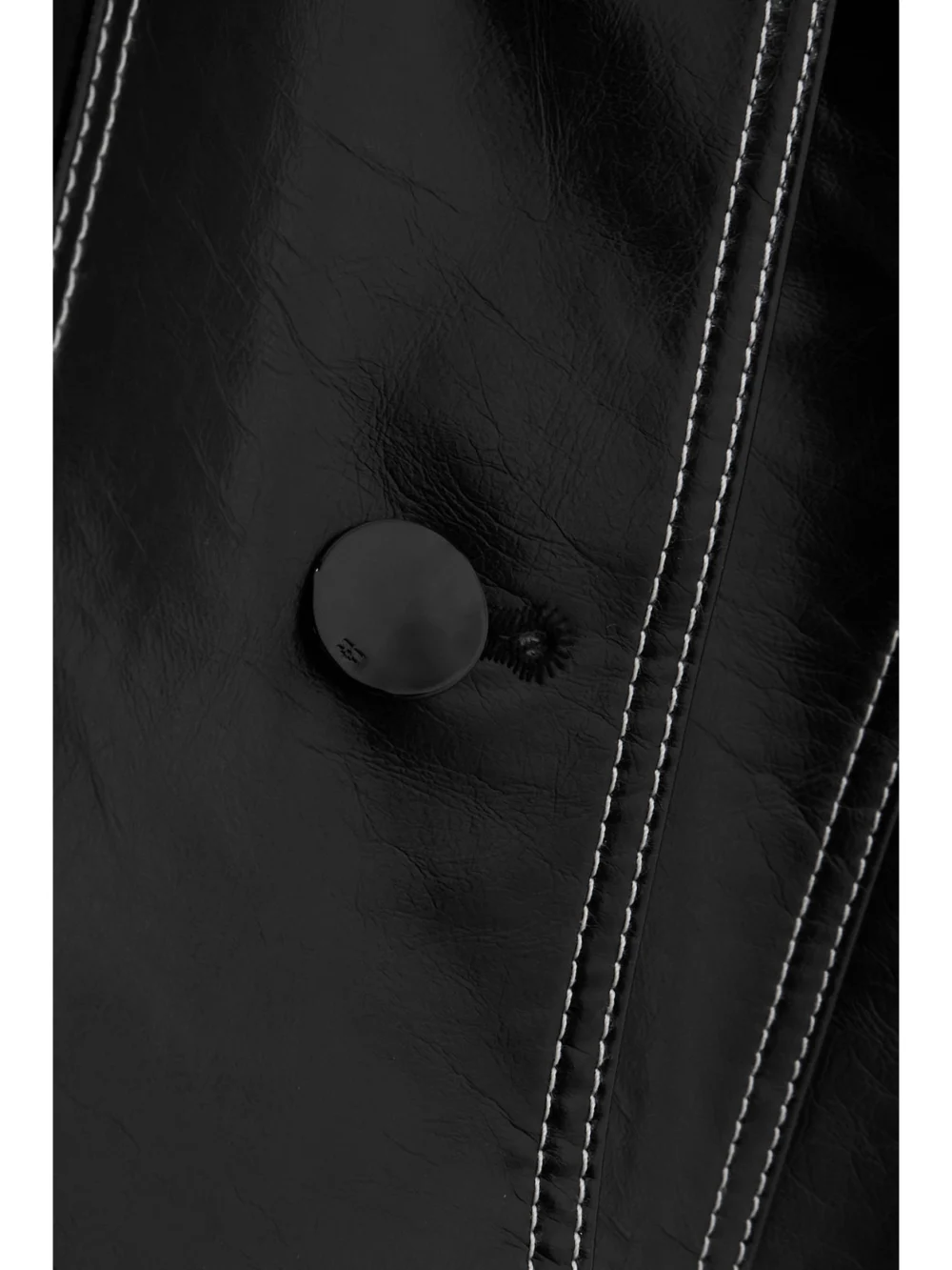 Close-up detail of the Ganni Faux Patent-leather Mini Dress