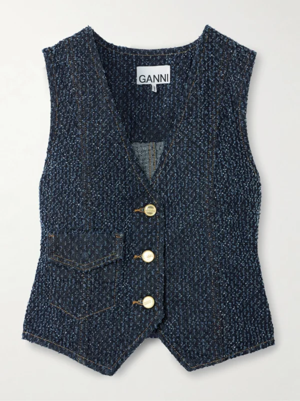 Ganni Fluffy Distressed Organic Denim Vest