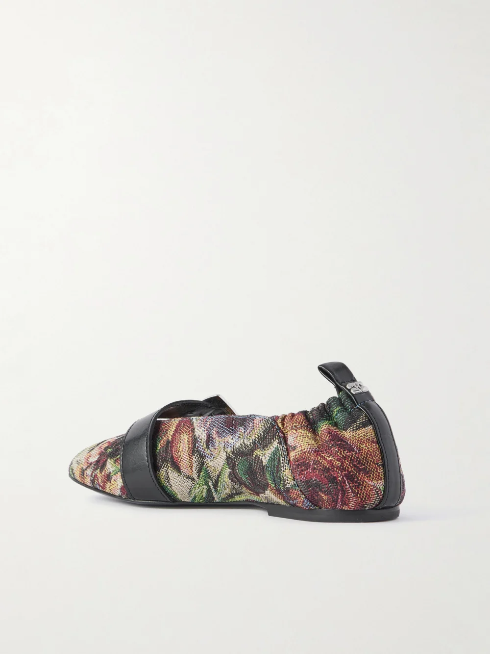 Back view of the Ganni Leather-trimmed Canvas-jacquard Ballet Flats