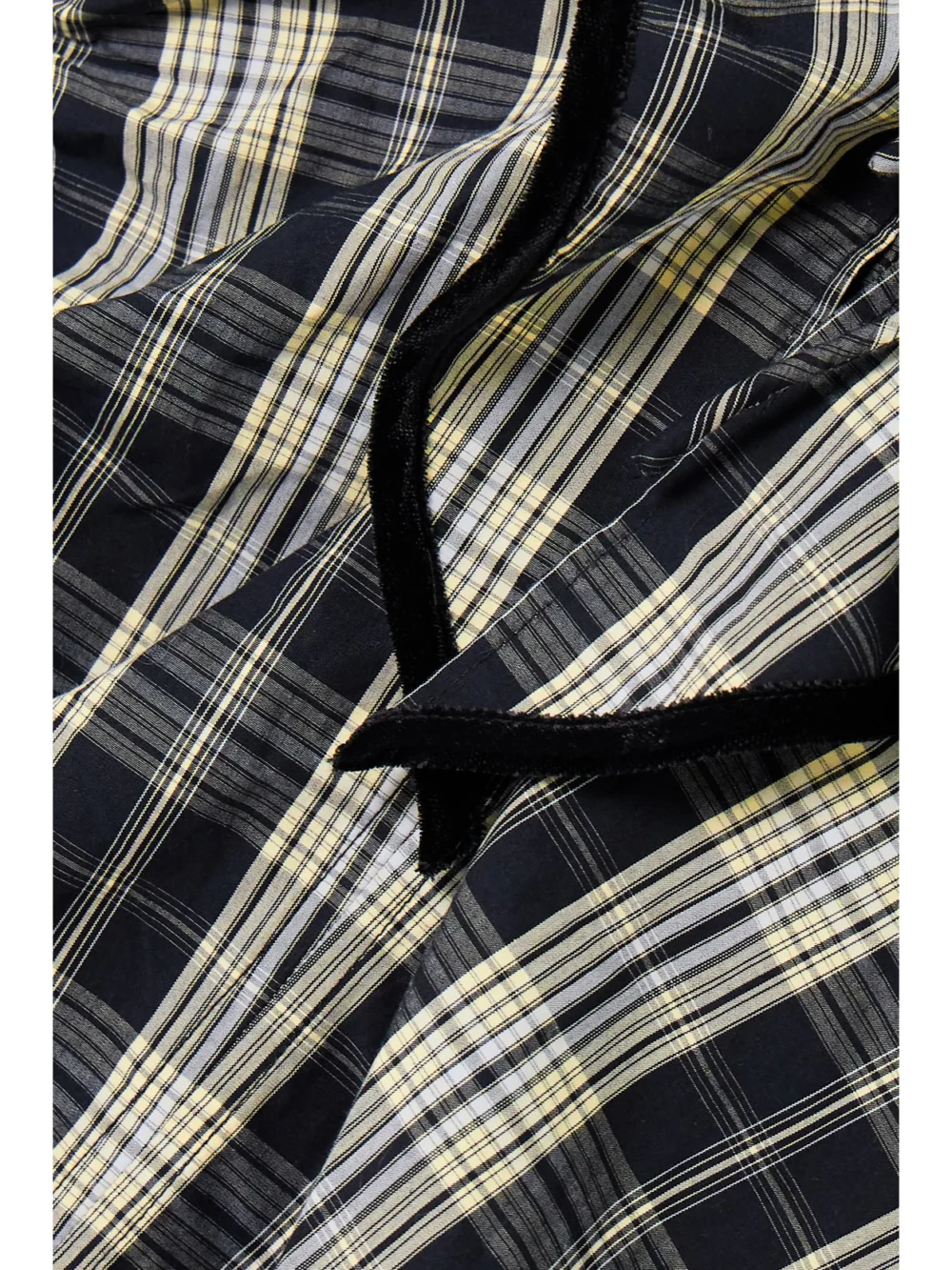 Close-up detail of the Ganni Velvet-trimmed Ruffled Organic Cotton-poplin Mini Dress