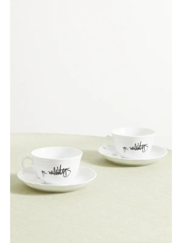 Ginori + Off-white Printed Porcelain Tea Cup and Saucer Set