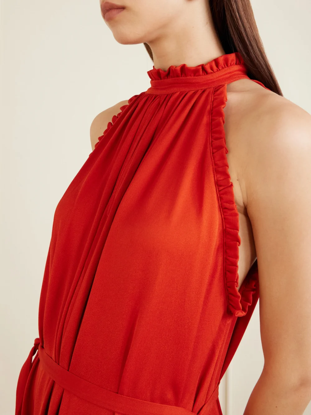 Close-up detail of the Giuliva Heritage May Silk Crepe Maxi Dress