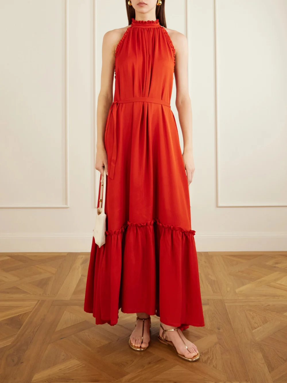 Giuliva Heritage May Silk Crepe Maxi Dress, worn by a model
