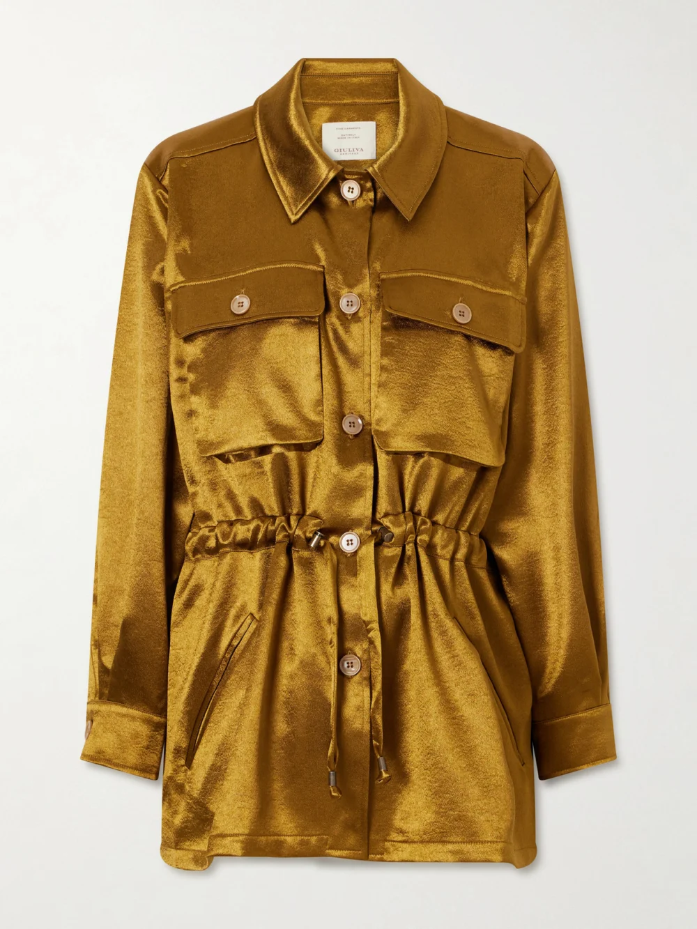 Giuliva Heritage Tessa Drawstring Satin Jacket in gold