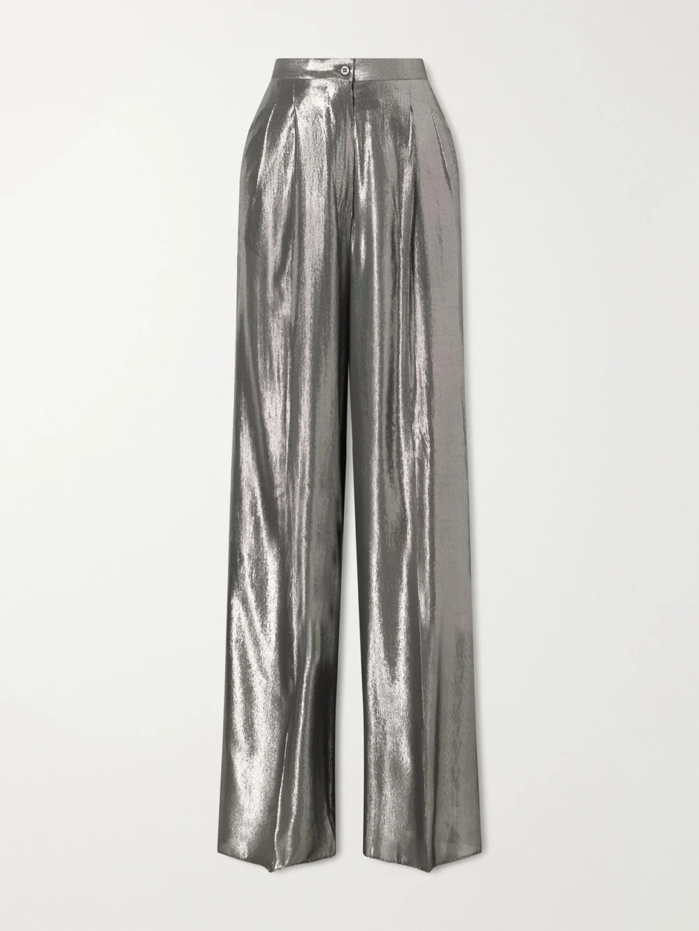 Giuliva Heritage The Elsa Pleated Lamé Wide-leg Pants in silver