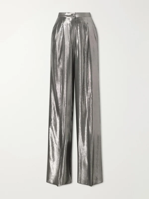 Giuliva Heritage The Elsa Pleated Lamé Wide-leg Pants