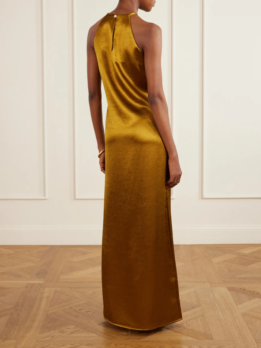 Back view of the Giuliva Heritage The Martha Satin Maxi Dress