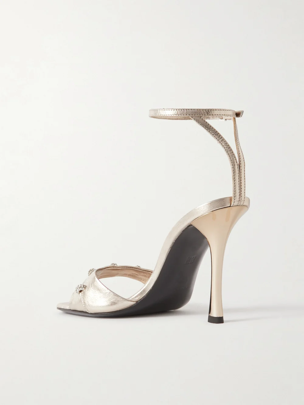 Back view of the Givenchy Stitch Crystal-embellished Leather Sandals