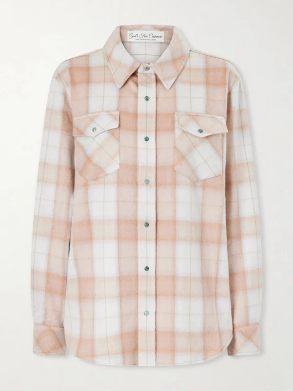 God’s True Cashmere Champagne Tartan Cashmere Shirt