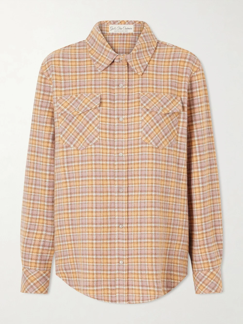 God’s True Cashmere Midnight Rose Checked Cashmere Shirt in orange