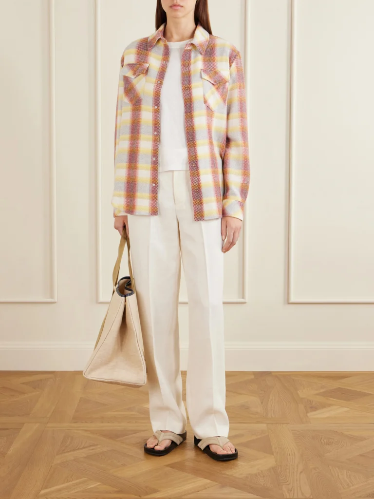 God’s True Cashmere Rose Blume Checked Cashmere Shirt