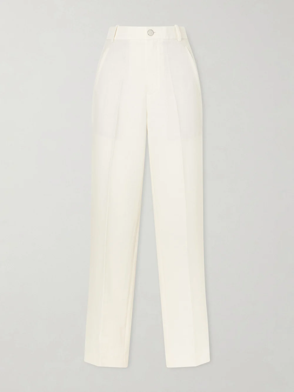 God’s True Cashmere Solid Linen Straight-leg Pants in ivory