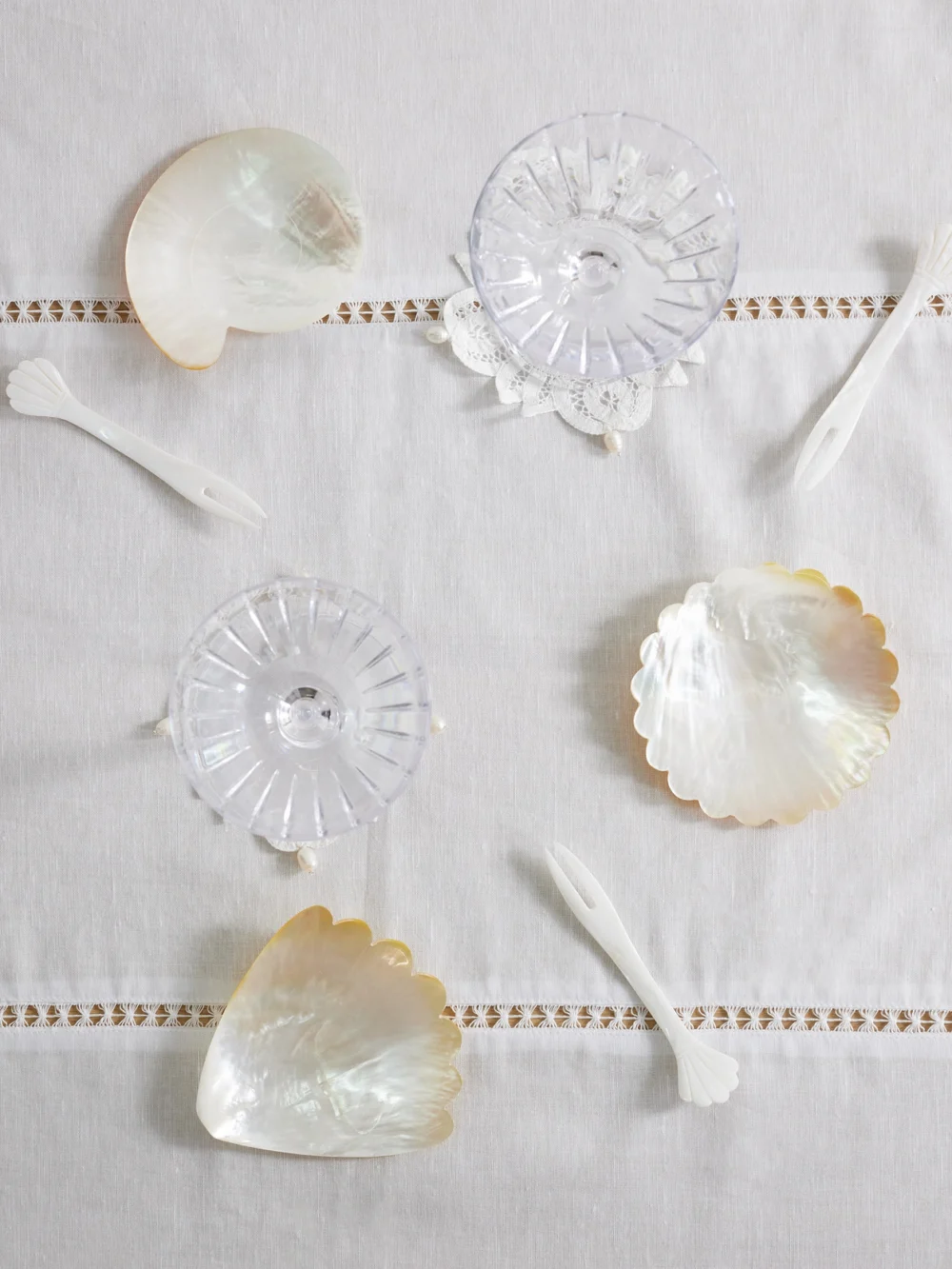 Gohar World Set of Three Mother-of-pearl Dishes, styled view
