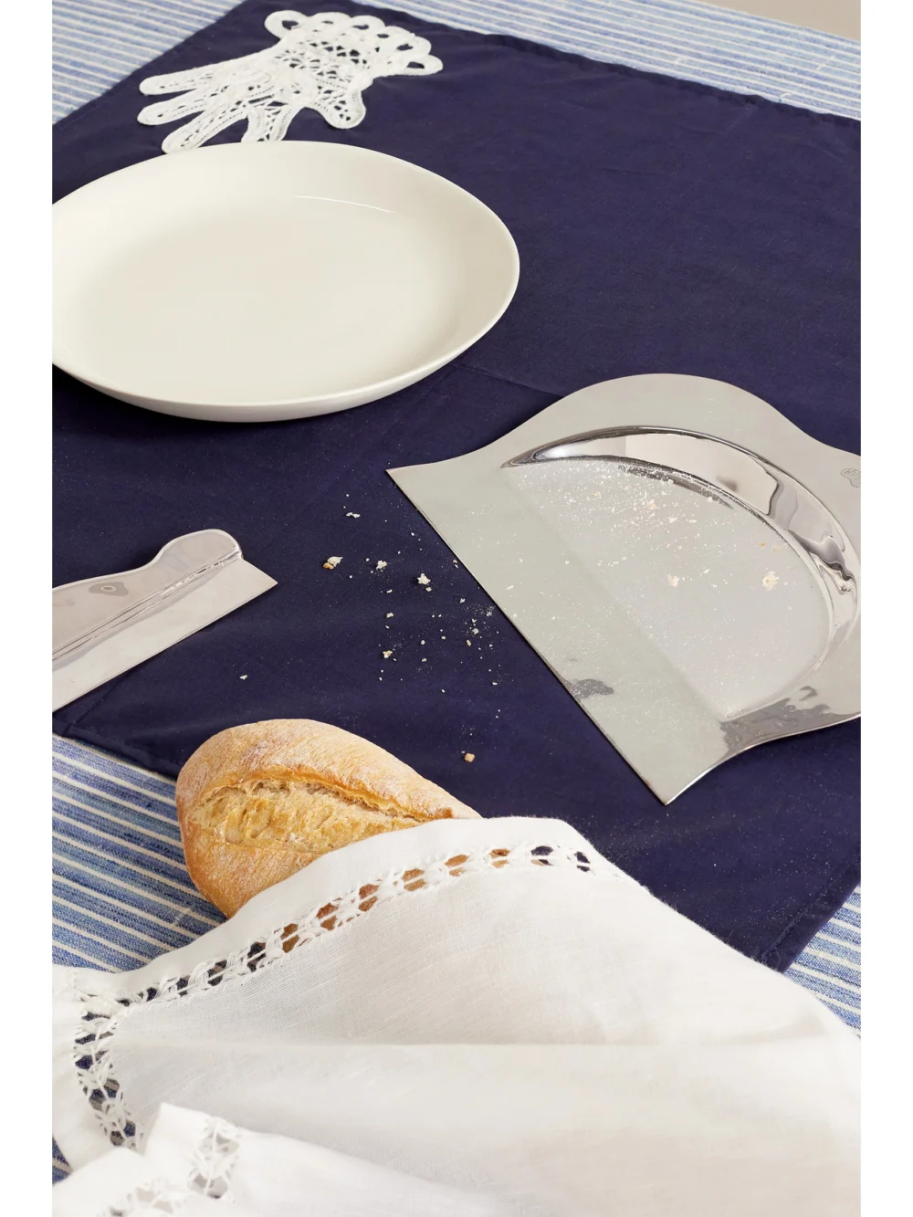 Gohar World Sterling Silver Crumb Catcher, styled view