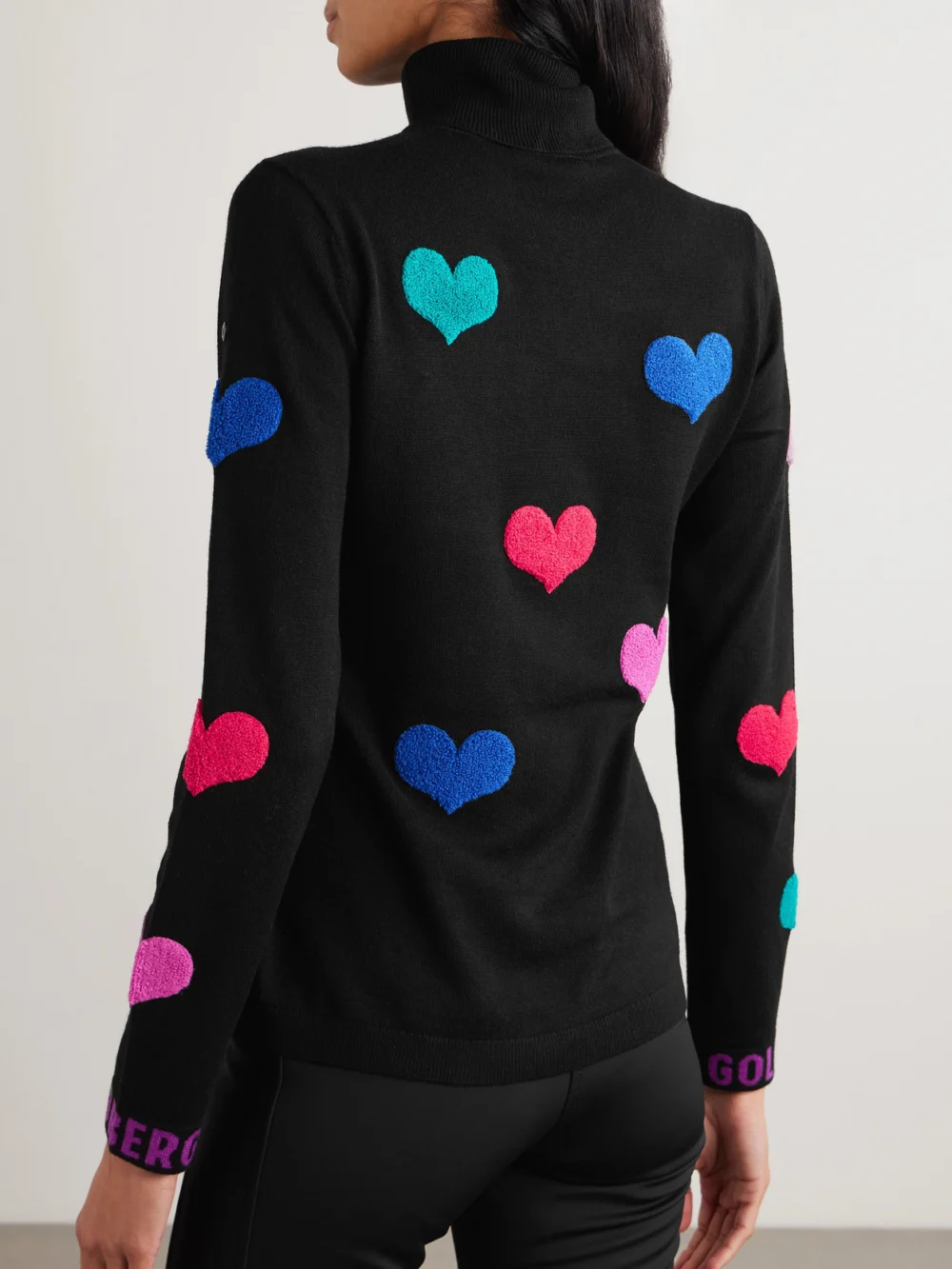 Back view of the Goldbergh Bacio Appliquéd Knitted Turtleneck Sweater