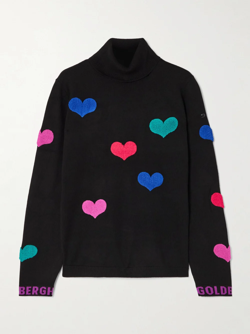 Goldbergh Bacio Appliquéd Knitted Turtleneck Sweater in black