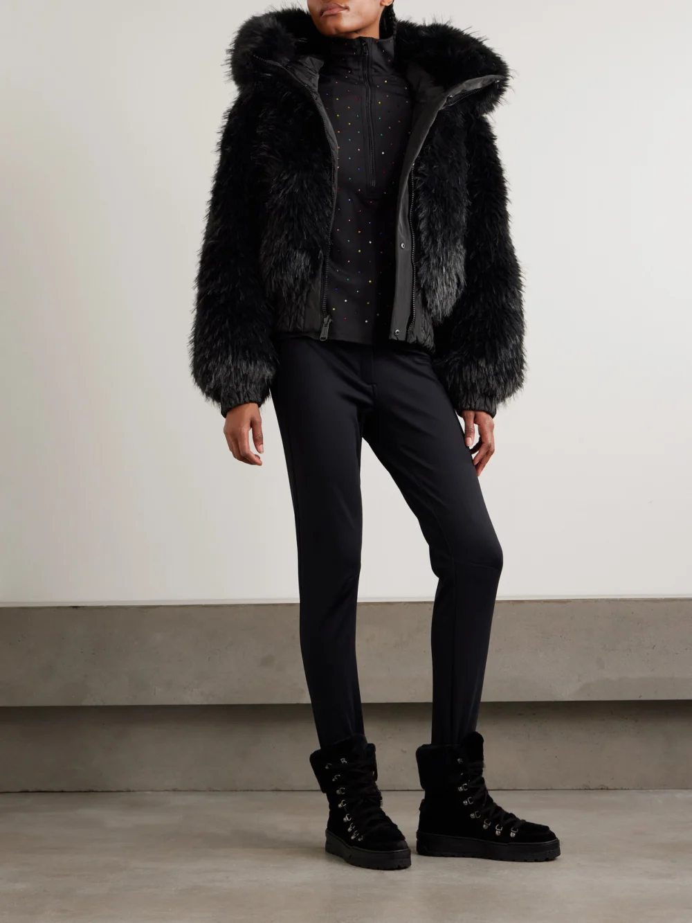Goldbergh Indira Reversible Hooded Padded Recycled and Plush Ski Jacket, worn by a model