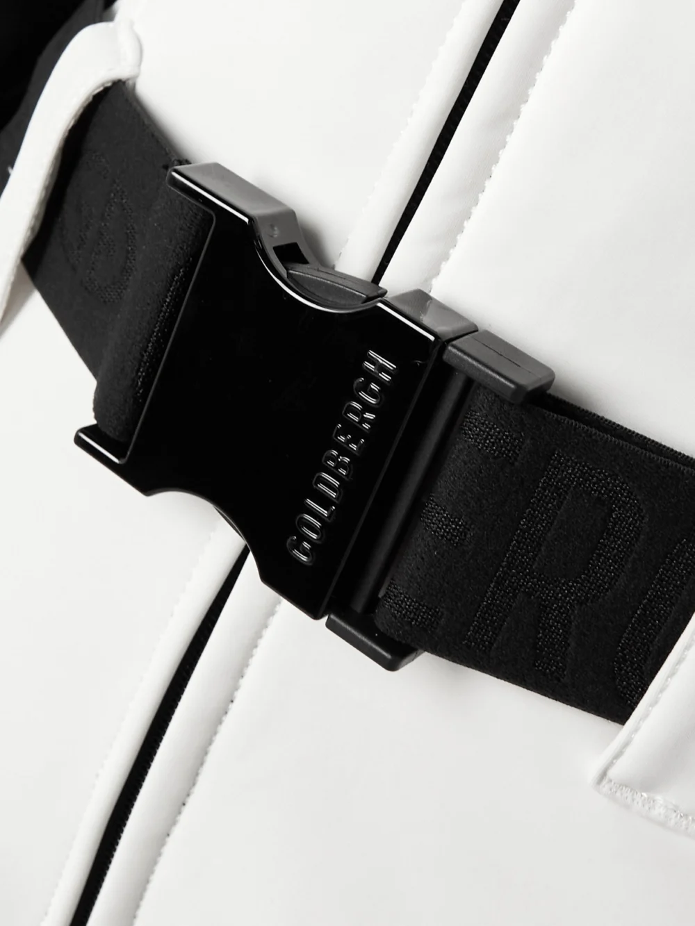 Close-up detail of the Goldbergh Parry Belted Hooded Plush-trimmed Ski Suit