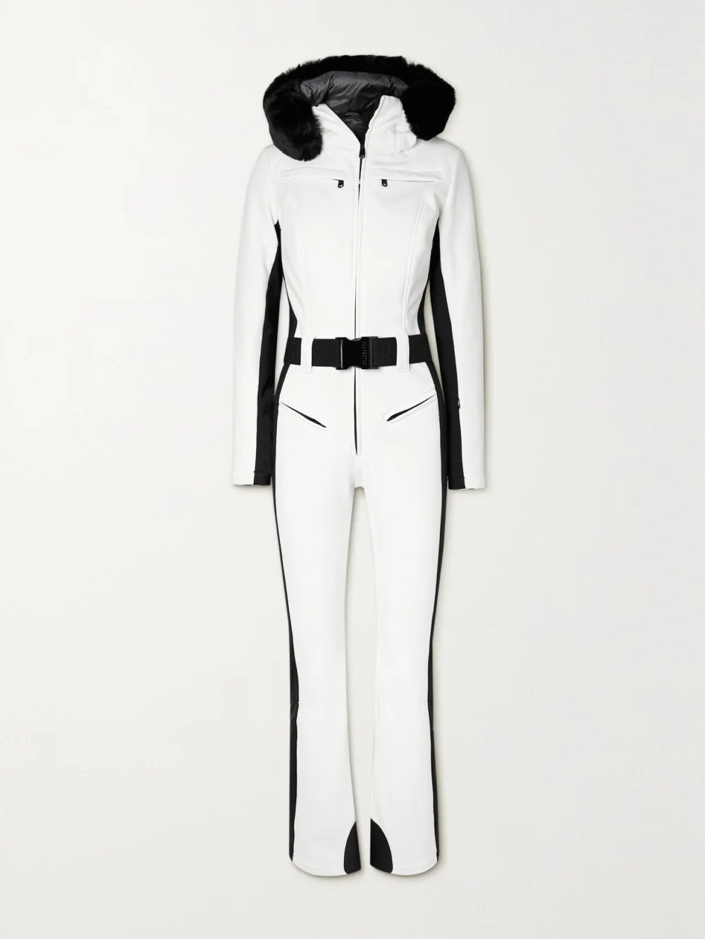 Goldbergh Parry Belted Hooded Plush-trimmed Ski Suit in white