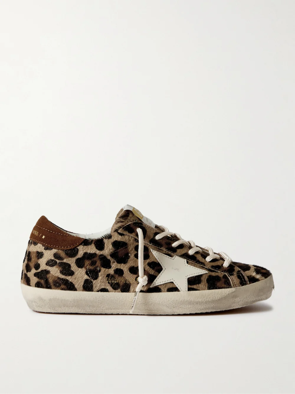 Golden Goose Super-star Distressed Leather and Suede-trimmed Leopard-print Calf Hair Sneakers in leopard print